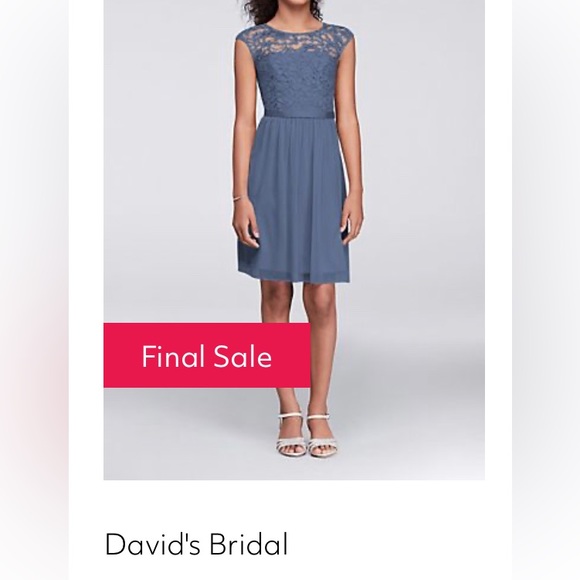 David’s Bridal cap sleeve lace dress - Picture 1 of 4